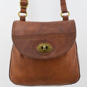 Fossil Brown Leather Crossbody Organizer Handbag
